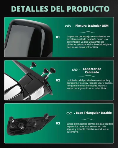 Vista 4 de SCITOO Espejo retrovisor lateral del conductor Se adapta a furgonetas Ford