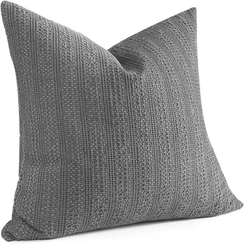 Vista 19 de Juego de 2 fundas de almohada decorativas de 18 x 18 pulgadas, fundas de almohada decorativas bohemias de algodón lavado a la piedra para sofá, Azul