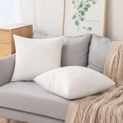 Vista 8 de MIULEE Juego de 2 fundas de almohada decorativas de lino y arpillera, juego de 2 almohadas decorativas de plumón y plumas de algodón para sofá