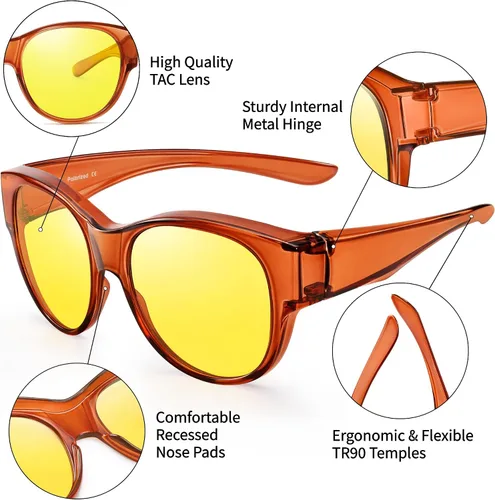 Vista 5 de URUMQI Gafas de sol para mujer gafas de sol redondas de moda gafas de sol polarizadas UV400 marco grande