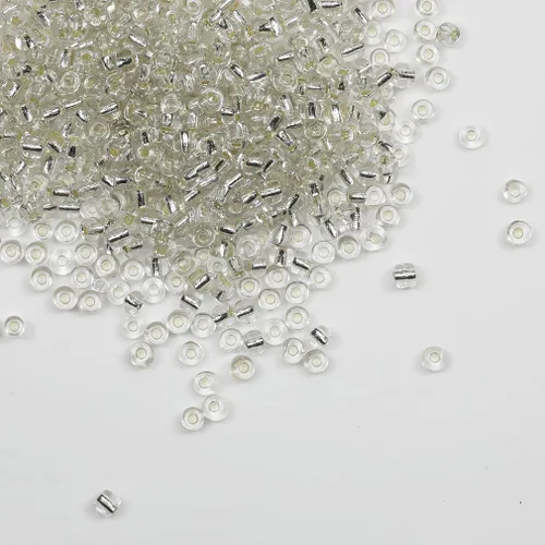 Vista 26 de Cuentas de Semilla de Vidrio Transparentes con Línea Plateada Tamaño 8/0 Artesanías Cuentas de Semilla de Cristal de 3 mm para Hacer Joyas