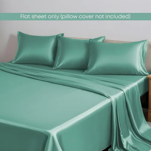 Vista 3 de LINENWALAS Sábana plana Full solamente - Sábana de cama de rayón derivado de seda de bambú, sábana premium transpirable refrescante, sábana superior