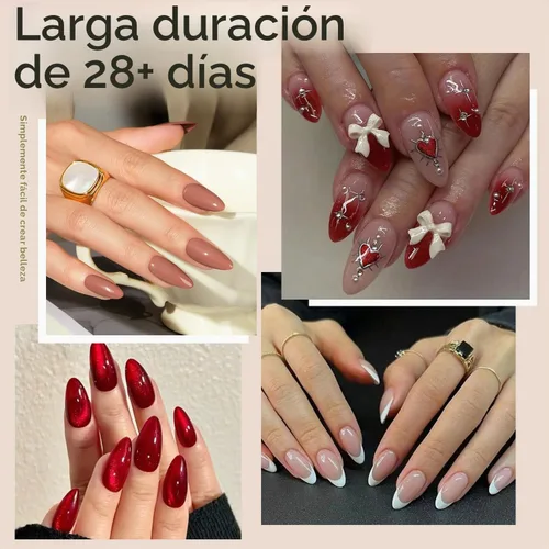 Vista 2 de Modelones - Uñas postizas de gel suave de cobertura completa con forma de almendra mediana