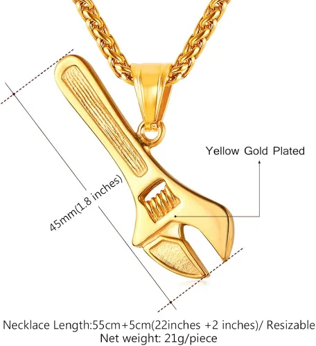 Vista 3 de U7 Punk Necklaces Stainless Steel 18K Gold Plated Large Hip Hop DaggerKnifeSwordSteampunk GearLarge Razor Blade Pendant Necklace for Men Women