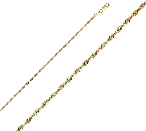 Vista 2 de Wellingsale Cadenas de cuerda de oro macizo de 14 quilates (opciones de selección)