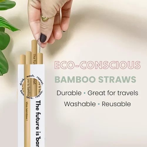Vista 4 de The Future is Bamboo - Pajitas de bambú, reutilizables, biodegradables, paquete de 6