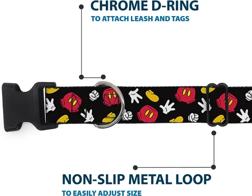 Vista 5 de Buckle-Down Collar de perro con clip de plástico para disfraz de Mickey Mouse, elementos dispersos negros