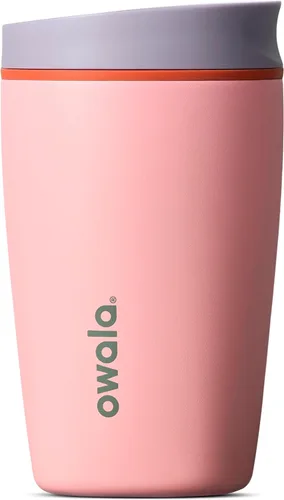 Vista 18 de Owala SmoothSip Slider - Vaso de café aislado de acero inoxidable, reutilizable, taza de café helado, taza de viaje para café caliente, sin BPA, 12