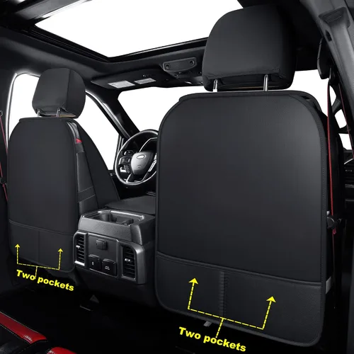 Vista 3 de LUCKYMAN CLUB Fundas de asiento delanteras F150 J03-Q3 con piel sintética impermeable, para Ford F150 2015-2025 y F250 F350 F450 2017-2025