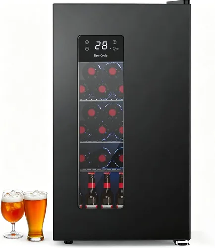Vista 13 de Electactic Mini nevera para 24 latas, refrigerador de bebidas de 0.6 pies cúbicos con control digital de temperatura, dispensador de bebidas Negro