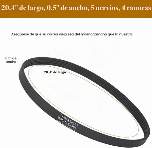 Vista 2 de WH01X24697 Correa de transmisión de lavadora compatible con GE, lavadora de ropa Hotpoint, piezas de repuesto AP6037512, 4585709, PS11767488