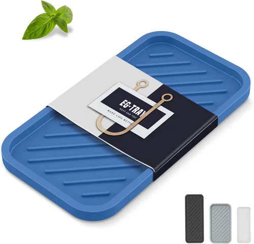 Vista 9 de EG-SIPRO Soporte de esponja de silicona, bandeja organizadora para fregadero de cocina, organizador de esponja para mostrador de baño, soporte