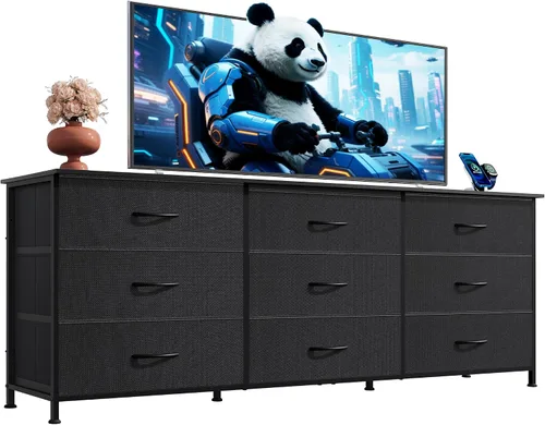 Vista 19 de WLIVE Soporte de TV para TV de 55 pulgadas, cómoda de 9 cajones para A-Rosa