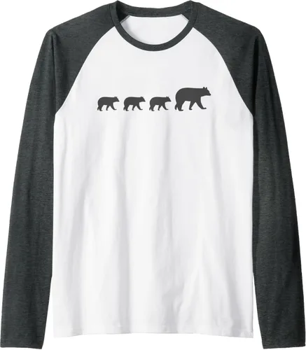 Vista 13 de Mama Bear Camiseta de béisbol raglán de tres cachorros para el día de la madre, Negro, S