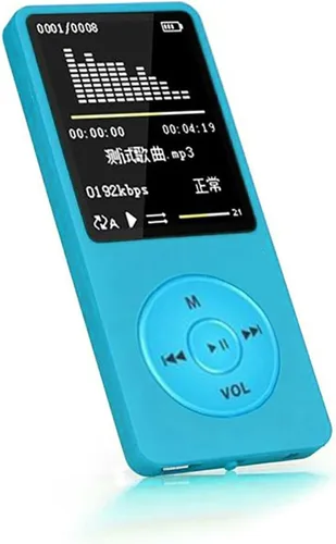 Vista 2 de Reproductor Mp4 azul con auriculares de reproducción de 70 horas, hasta 128 GB, reproductor de MP3 para deportes, reproductor de música portátil
