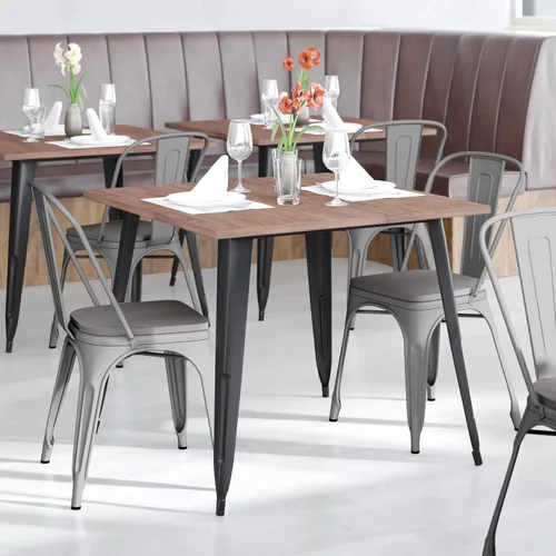 Vista 13 de BizChair Silla apilable comercial para interiores y exteriores con asiento de poliestireno, marco de metal dorado envejecido, asiento de poliresina