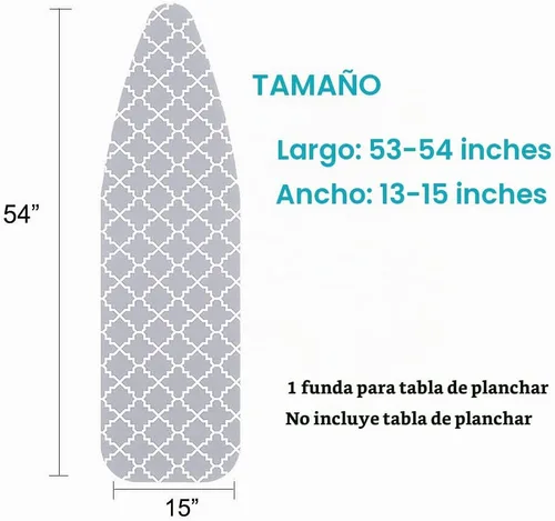Vista 7 de Funda para tabla de planchar y almohadilla de tamaño estándar de 15 x 54 pulgadas, resistente a las quemaduras y las manchas con borde elástico