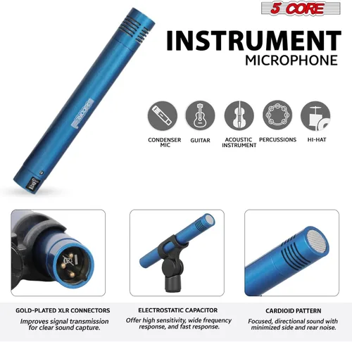 Vista 4 de 5 CORE Juego de micrófonos de batería de 9 piezas con 5 micrófonos de percusión dinámicos Kick Bass, Tom/Snare y 4 condensadores Hi Hat & Platillos