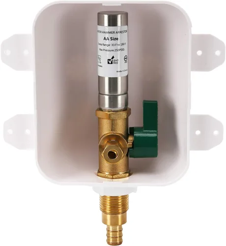 Vista 7 de Caja de Distribución Eléctrica para Lavadora con Detención de Martillo de Agua 1/2" de Conexión de Ajuste de Presión, con Válvula de Cierre