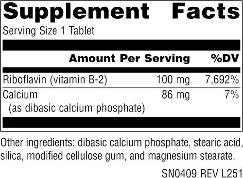 Vista 2 de Source Naturals Vitamina B-2 Riboflavina 100 mg Apoya la Producción de Energía - 100 Tabletas