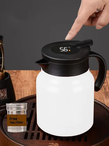 Vista 7 de Jarra térmica de café de 34 onzas, olla de té de acero inoxidable 316, jarra de café al vacío de doble pared retención de calor y frío sin BPA