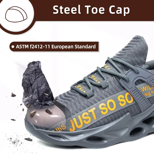 Vista 3 de Furuian Zapatos de punta de acero para mujeres y hombres, zapatos de seguridad ligeros, cómodos zapatos de trabajo con punta de acero