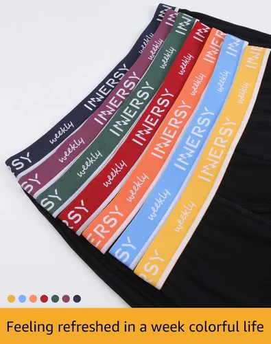 Vista 3 de INNERSY - Calzoncillos tipo Bóxer de algodón elástico para hombre, 7 unidades, para toda la semana