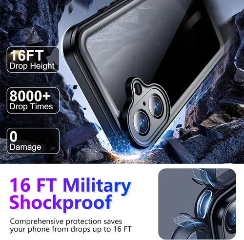 Vista 186 de Temdan - Funda impermeable diseñada para iPhone 12, protector de pantalla y cámara integrado IP68 bajo el agua, cuerpo completo, a prueba de caídas