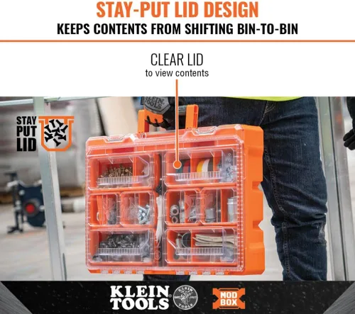 Vista 2 de Klein Tools 54806MB MODbox - Caja de compartimento alto, organizador de herramientas de ancho completo, caja de herramientas de piezas pequeñas