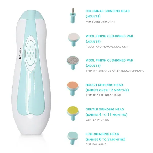 Vista 4 de Lima de uñas eléctrica para bebé, juego de cortaúñas seguro, herramientas para cortar uñas, juego de manicura para recién nacidos, niños y niños