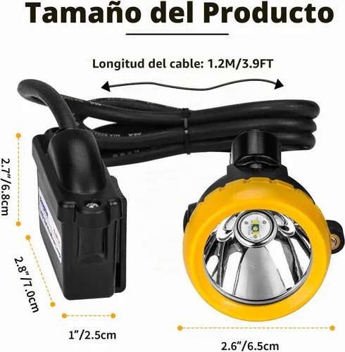 Vista 5 de Luz LED recargable para casco de minería – A prueba de explosiones impermeable subterránea lámpara de seguridad subterránea, faro brillante