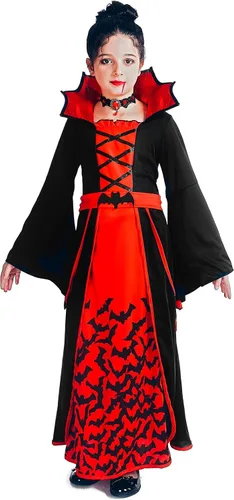 Vista 3 de SKCAIHT Disfraz de vampiro para niñas conjunto de cosplay de Halloween fiesta de disfraces