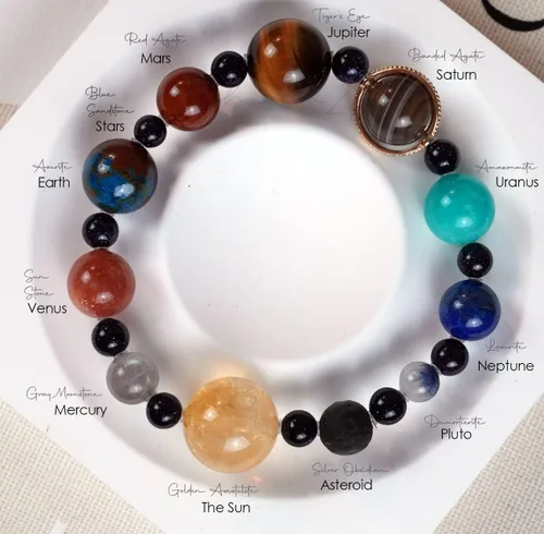 Vista 60 de Precious Gemstone Natural Crystal Healing Bracelet, Rutilated Quartz, Moonstone, Quartz Handmade Original Design Bracelet