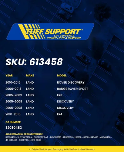 Vista 3 de Tuff Support 2 piezas (juego) Soporte de elevación de capó 2005 a 2008 Land Rover Discovery 3, 2005 a 2009 Land Rover Lr3, 2010 a 2014 Land Rover