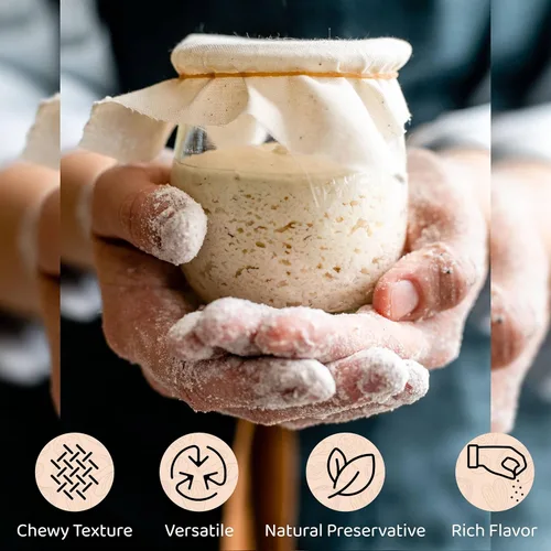 Vista 4 de Living Dough - Cultura de Masa Madre Amistosa Amish de 55 Años - Masa Madre Dulce y Orgánica para Hornear - Para Pan Artesanal, Masa para Pizza