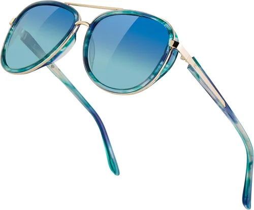 Vista 17 de BIRCEN Gafas de sol polarizadas para mujer con protección UV - Sombras retro espejadas con montura de acetato BC2001 A-Rosa