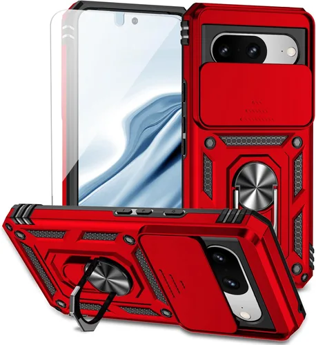 Vista 12 de Funda para Google Pixel 8 con cubierta deslizante para cámara con protector de pantalla HD [grado militar de 16 pies probada en caídas] Funda Negro