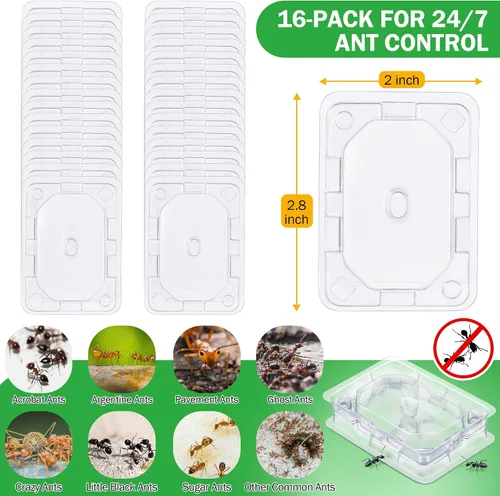 Vista 7 de 16 Set Ant Bait Stations Refillable, Indoor & Outdoor, Standard Size, Clear Bandejas vacías para cebo de hormigas, soporte reutilizable para cebo
