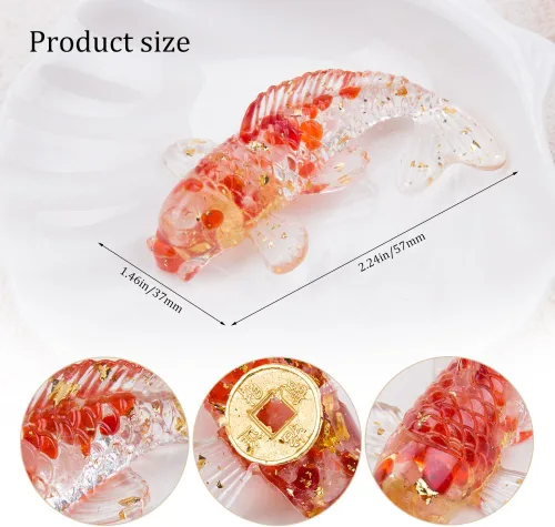 Vista 4 de 6 piezas hechas a mano en miniatura Koi Fish Red Crystal Decor Resina Soplado Fish Fgurines Feng Shui Lucky Goldfish Ornamento Estatua