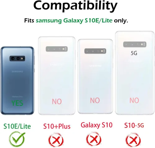 Vista 8 de Dexnor Funda para Galaxy S10E con protector de pantalla integrado, transparente, resistente, de cuerpo completo, a prueba de golpes, parte trasera