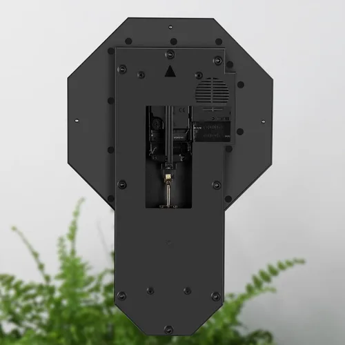 Vista 8 de Reloj de pared de péndulo que funciona con pilas, reloj regulador de plástico de imitación de madera con péndulo, relojes de pared decorativos