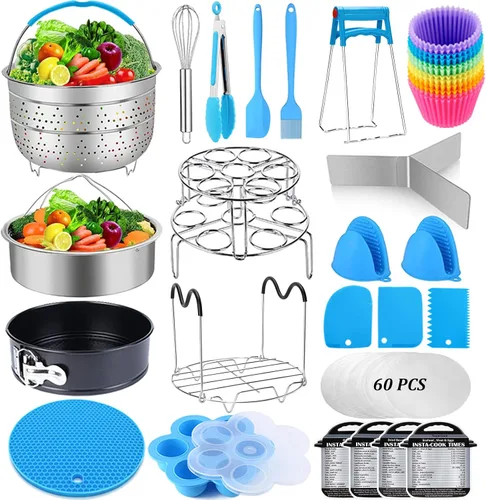 Vista 8 de Accesorios para olla instantánea, Sugaroom 100 piezas de accesorios para olla a presión, compatible con accesorios Instant Pot, cestas de vapor de 6