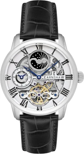 Vista 8 de Thomas Earnshaw Reloj automático de esqueleto de doble tiempo para hombre de 1.732 in con pulsera de acero inoxidable sólido ES-8006