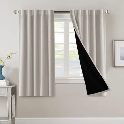 Vista 10 de H.VERSAILTEX Cortinas 100% opacas para dormitorio con forro negro, cortinas de oscurecimiento de habitación completa, con aislamiento térmico