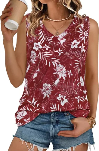 Vista 34 de Camisetas de verano para mujer, sin mangas, con cuello en V, ajuste holgado, casual, blusa tipo túnica Ab Cadetblue