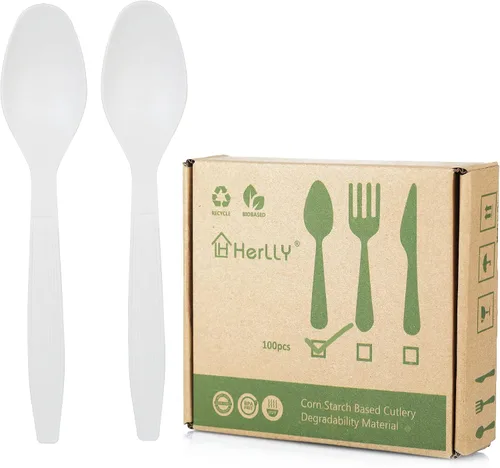 Vista 10 de Tenedores compostables, 300 tenedores desechables para fiestas, grandes tenedores biodegradables respetuosos con el medio ambiente, duraderos
