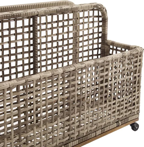 Vista 10 de Crosley Furniture Ridley - Organizador de mimbre para exteriores, para flotadores, cojines de muebles de patio, gris desgastado/marrón