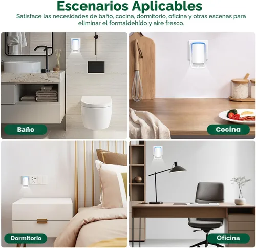 Vista 7 de Ionizadores de aire para el hogar (paquete de 3), generador de iones negativos, ambientador silencioso para dormitorio, oficina, cocina, filtro