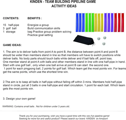 Vista 2 de KINDEN Team Building Exercise Activities Pipeline Kit Group Games, Half Pipes Indoor Outdoor Ice Breaker Group Learning Team Work Youth Sports for