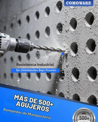 Vista 4 de COMOWARE Juego de brocas de martillo giratorio y cinceles, herramienta de agujero de mampostería de hormigón SDS Plus, 17 piezas con estuche